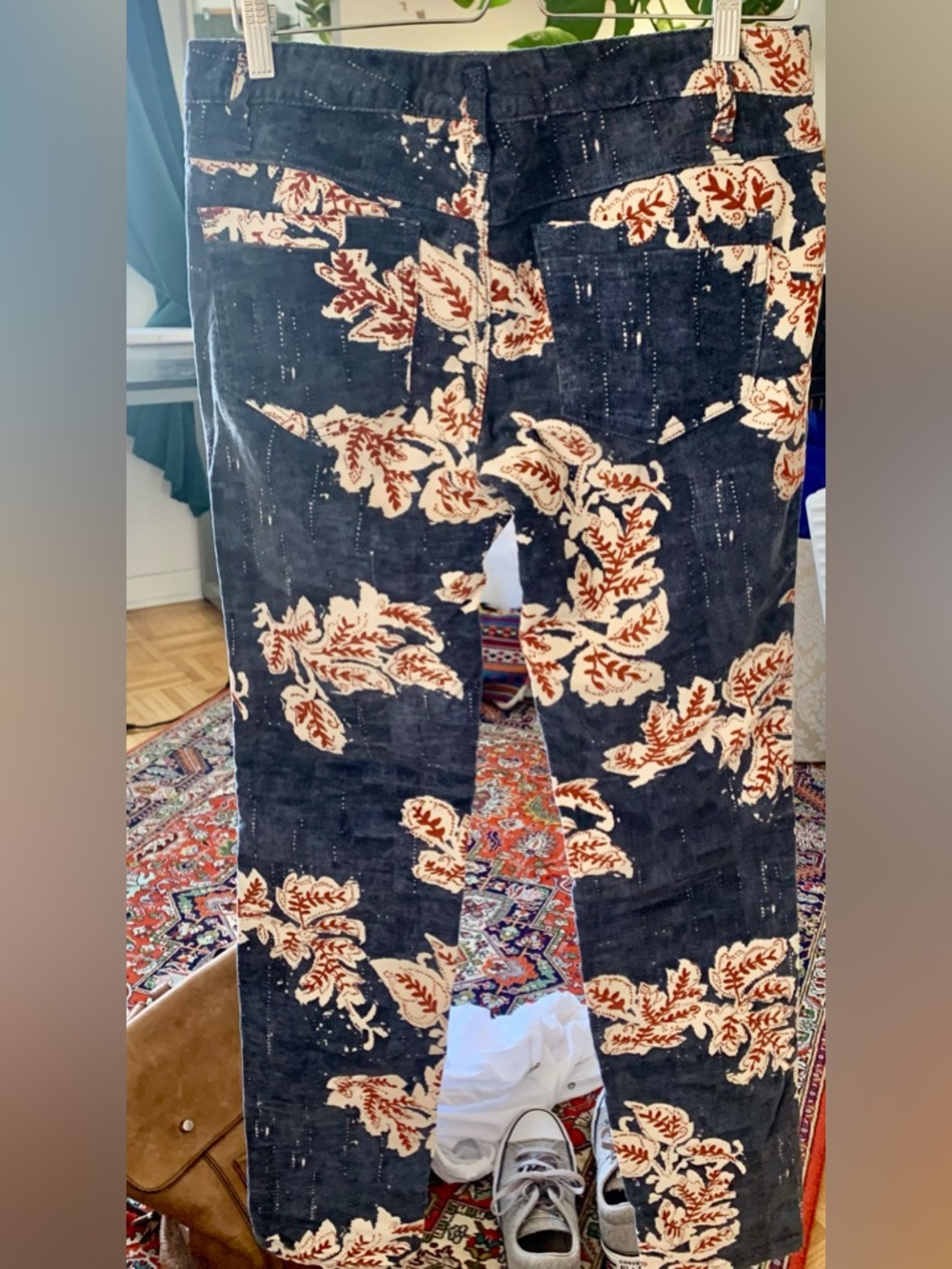 Free People Floral Corduroy Trousers Pantalons velours côtelé imprimé 70s 30x31 - Picture 4 of 6